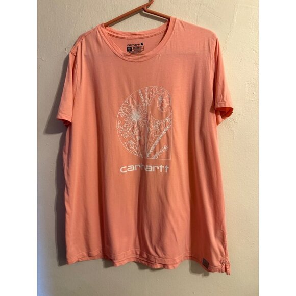 Carthartt Women's Relax Fit Lightweight Pink Floral Logo T-Shirt Size Large - Picture 1 of 16